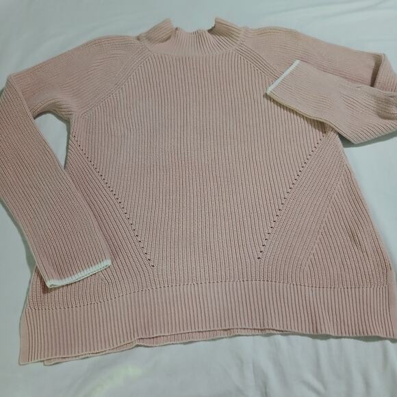 GAP large Chalk Pink mock-neck Long-Sleeved raglan sleeve 100% Cotton sweater - Picture 4 of 12